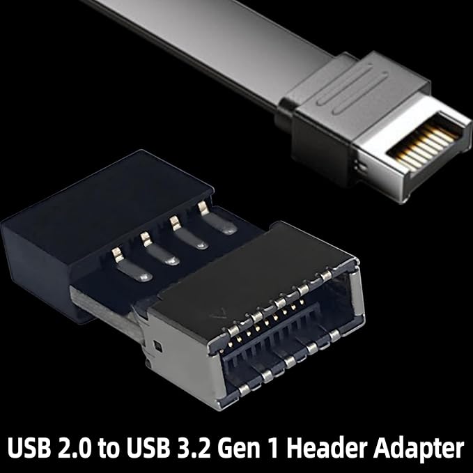 USB 2.0 to USB 3.2 Gen 1 Header Adapter Front Panel Connector Motherboard 9Pin to Type-E/USB C