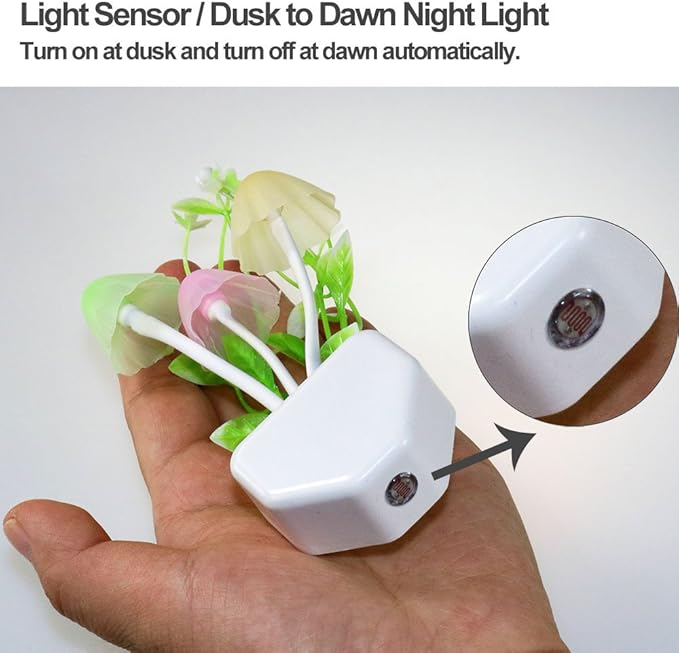 Sensor Led Night Light, Color Changing Plug-in LED Mushroom Light Dream Bed Lamp Cute NightLight Sweet Night Lights for Kids Adults