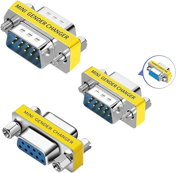 db9 Connector Null Modem Adapter，9-Pin Serial vga Adapter RS232 db9 Gender Changer,for Computer and Industrial Device Data Transfer(F-F, M-F, M-M)