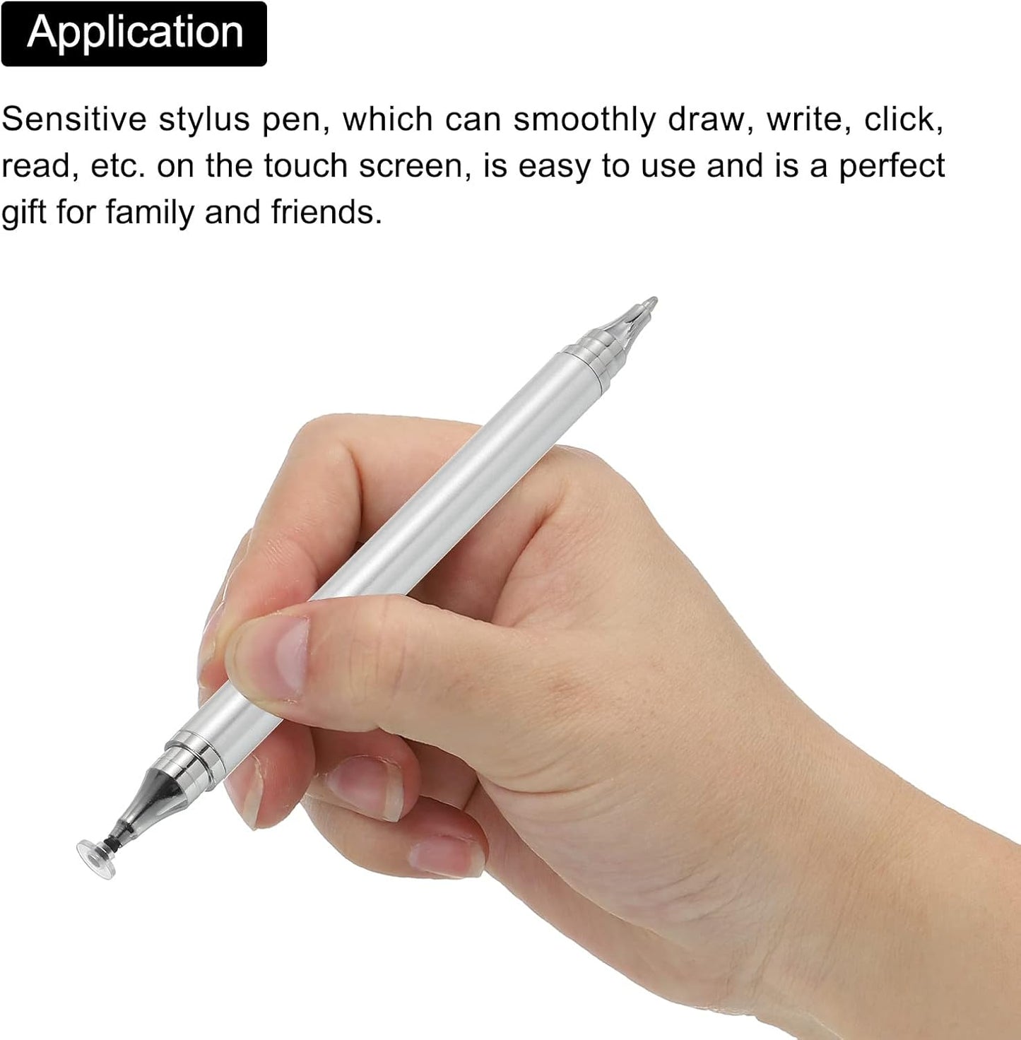 MECCANIXITY 2pcs 2 in 1 Ballpoint Pen with Stylus Tip, Fine Point Disc Stylus Pens for Touch Screens, Silver Pink