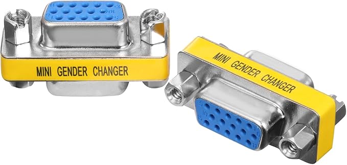 VGA Female to Female Adapter (2 Pack), VGA Coupler Extender for Monitor Cable Extension, HD15 Gender Changer Connector for Computer, Projector, Laptop, KVM Switch, 1080P Supported