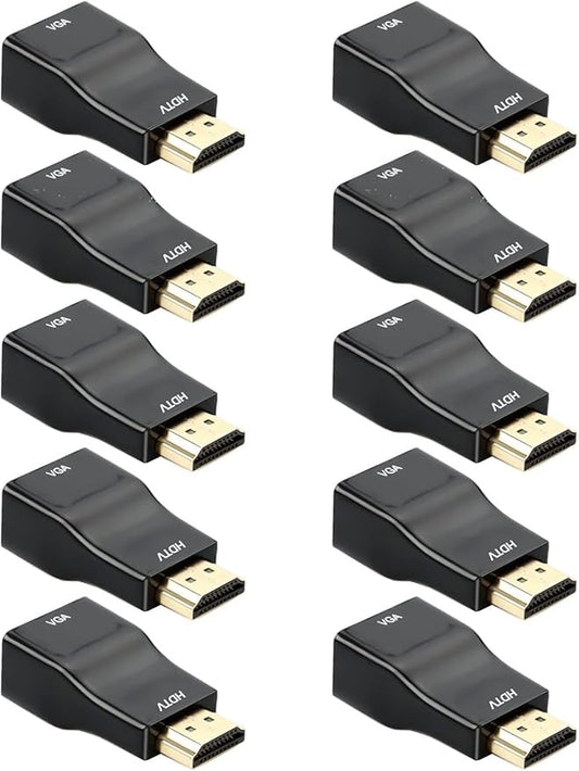 HDMI to VGA 10-Pack, HDMI to SVGA Adapter Converter 1080P Male to Female Cord for Computer, Desktop, Laptop, PC, Monitor, Projector, HDTV and More
