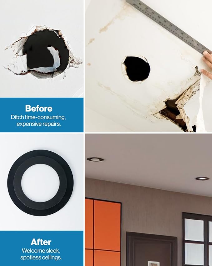 Sunco 12 Pack Goof Rings for 6 Inch Recessed Lights, Flush Mount Black Can Light Trim Ring Cover, Outer Diameter 8.6 Inch, Inner Diameter 6.2 Inch, Paintable Surface, Matte Finish