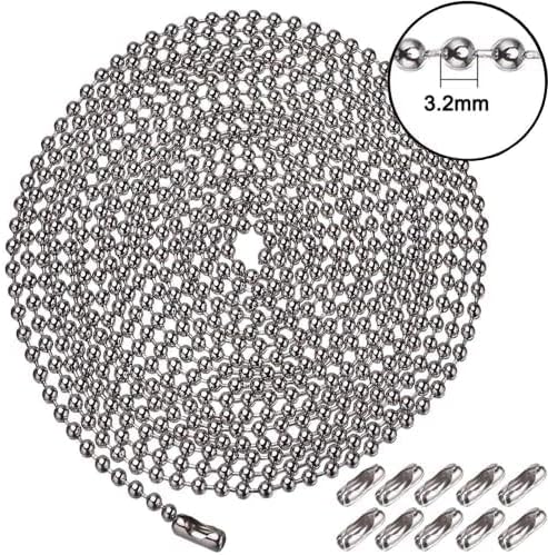 Vinaco Pull Chain, 2 Pieces 36 Inch Stainless Steel Bead Chain, Great Pulling Force & Rustproof, 6 Size, 3.2mm ball chain with 4 free Matching Connectors - Silver (36 inch)