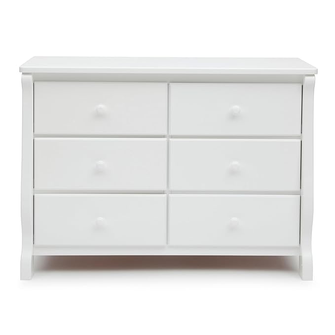Delta Children Universal 6 Drawer Dresser with Interlocking Drawers - Greenguard Gold Certified, White