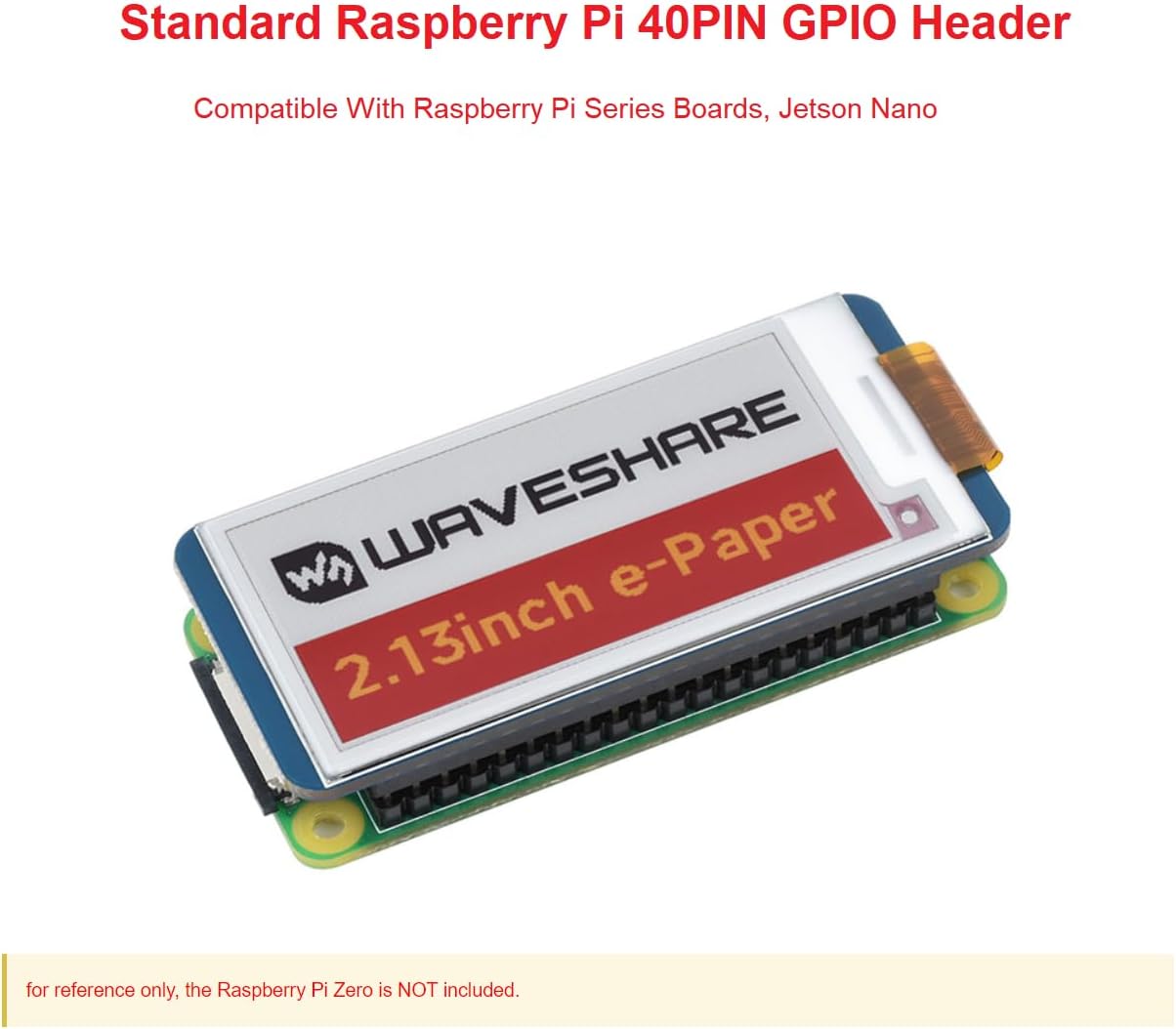 2.13inch 250x122 3.3V/5V Nano/Arduino/STM32, waveshare Four Color E-Ink Display HAT (G), Resolution Red Yellow Black