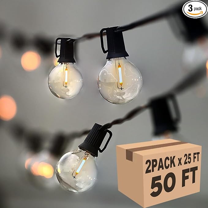 Lampat String Lights, LED 50 Lights Bulb 50Ft G40 Globe String Lights with Bulbs-UL Listd for Indoor/Outdoor Commercial Decor