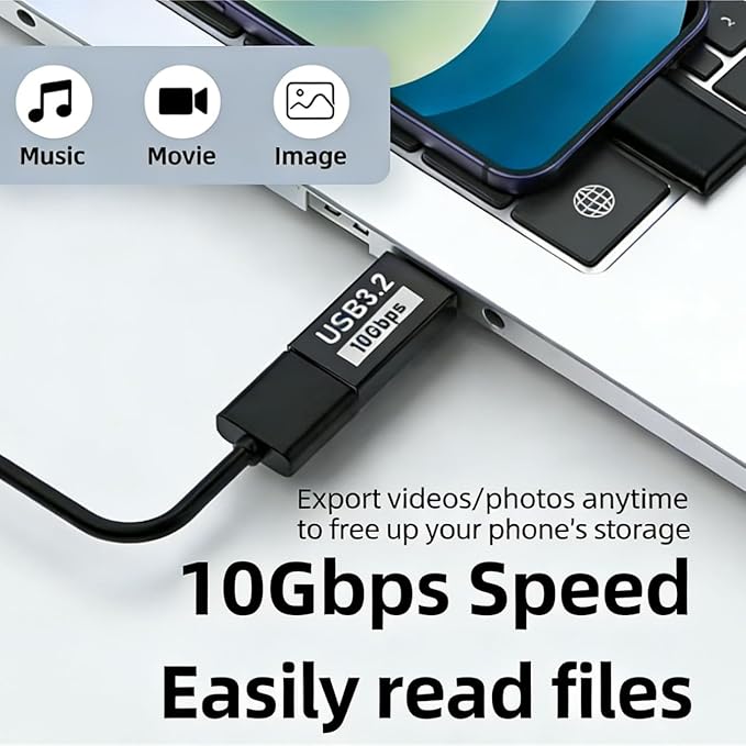 USB C Male to USB 3.2 Female Adapter, USB-C to USB-A Adapter [2-Pack] for Charging, 10Gbps Data Transfer and OTG - Black