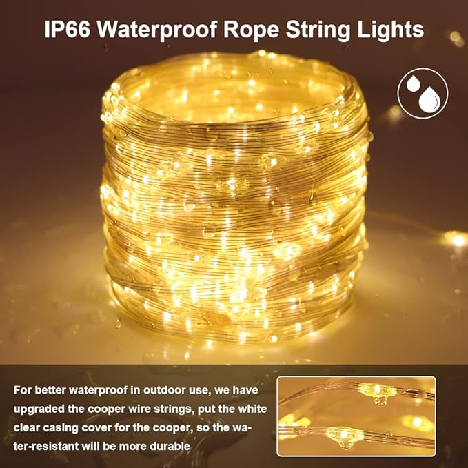 Ultra Long LED String Lights - 328ft 1000LEDs 8 Modes Dimmable Fairy Lights, Waterproof UL Listed Plug Copper Wire with Clear Casing and Remote Control for Room, Patio, Wedding, Party (Upgraded)