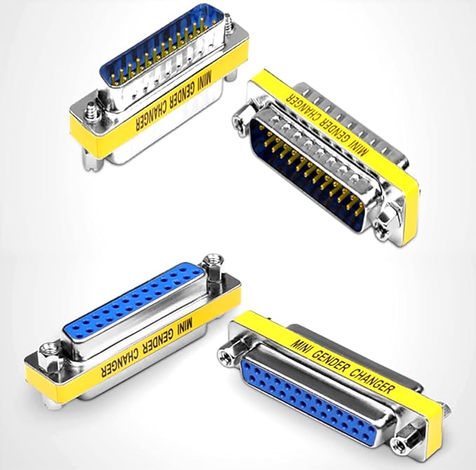 DB25 Gender Changer Adapter, 25 Pin D-Sub IEEE-1284 Parallel Port Connector, 2 Male to Male & 2 Female to Female, Cable Converter for CNC, Printer, Serial Devices (4 Pack)