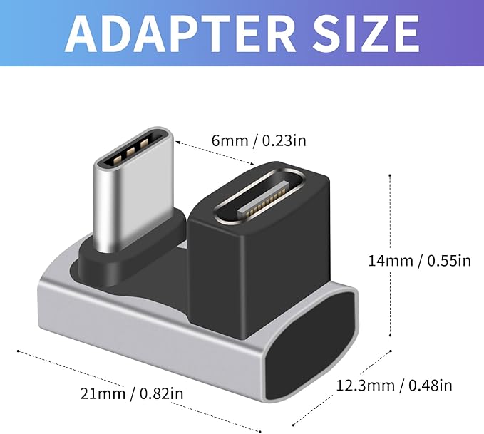 Duttek 180 Degree USB C Adapter 240W, U Shaped USB C Male to Female Adapter, 40Gbps Type C Extender Converter 8k Video Audio Display for Laptop, Switch, MacBook, Thunderbolt 4/3, 1pack