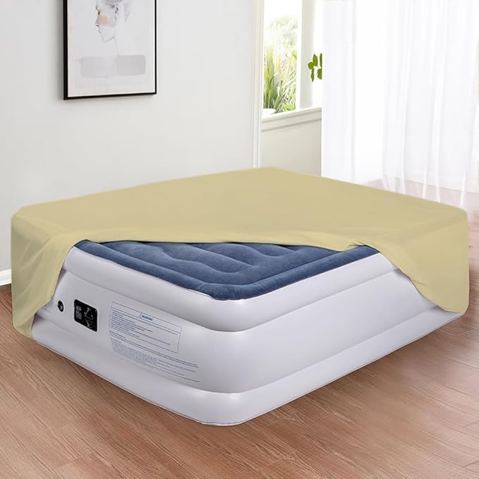Bedecor Air Bed Sheets for Mattress Cover Removable Bed and Elastic Band Super Soft and Breathable & Deep up to 21" Beige Full