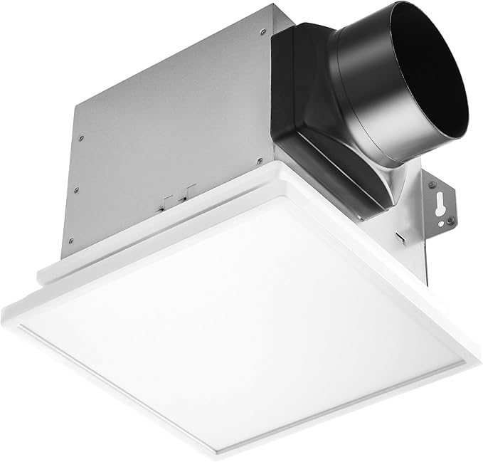 Tech Drive Bathroom Exhaust Fan with Light, 80 CFM, Super Quiet 1.5 Sone Bathroom Fan with Light, 1000lm Dimmable 3CCT LED Light 3000K/4000K/5000K Selectable, Energy Star Ventilation Fan, White