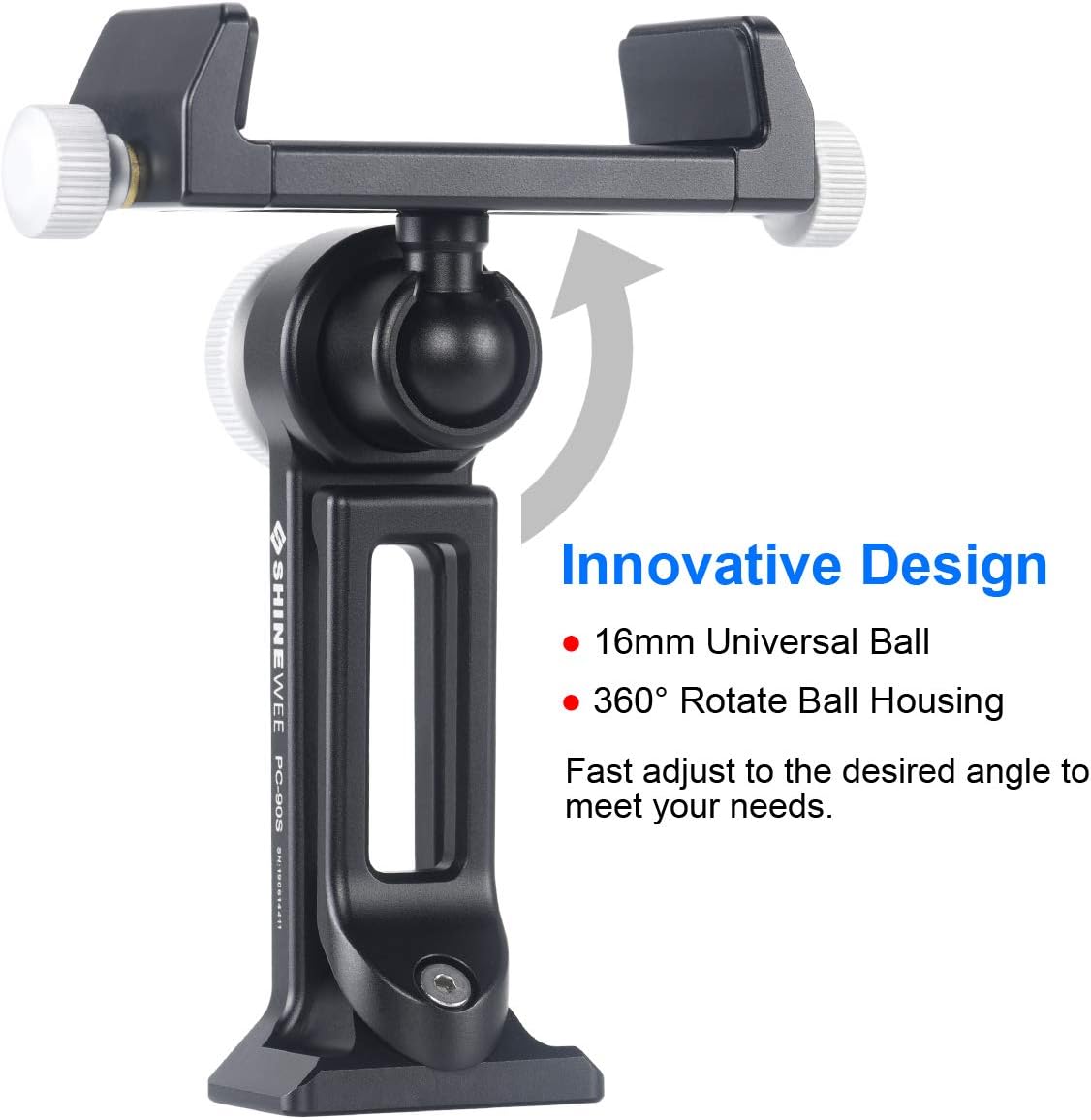Metal Phone Tripod Mount Adapter, Phone Holder Stand with Arca Swiss and 1/4" Screw Mount, 360 Degree Rotate