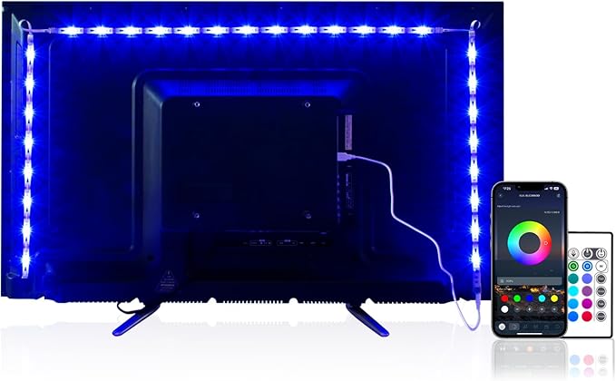 PANGTON VILLA Led Strip Lights 8.2ft for 40-60in TV, USB LED TV Backlight Kit with Remote - 16 Color 5050 LEDs Bias Lighting for HDTV
