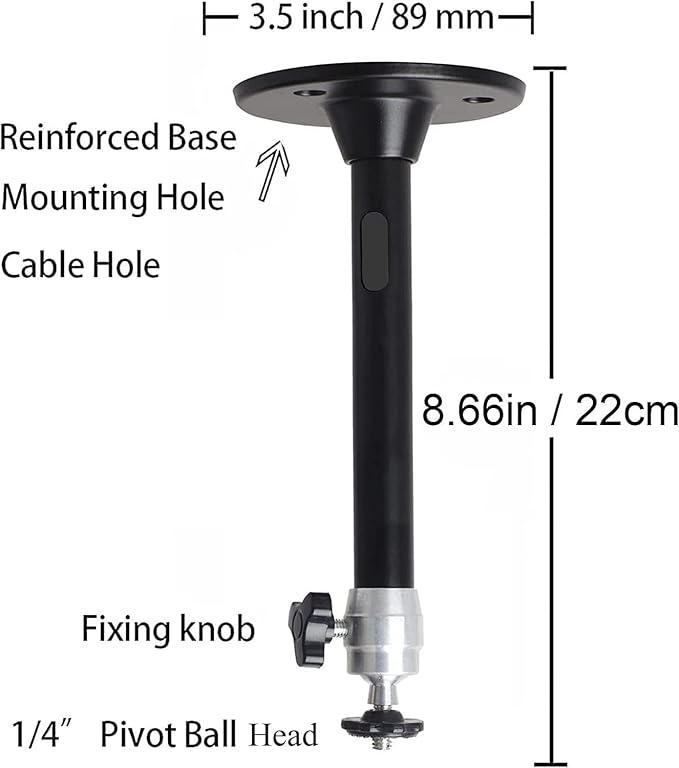 2-Be-Best Mini Projector Mount 8.6IN / 22CM Projector Ceiling Mount Mini Wall Mount Compatible with HAPPRUN, CiBest, Aurzen, PANSEBA, ARTSEA, TMY Projectors and Others Black
