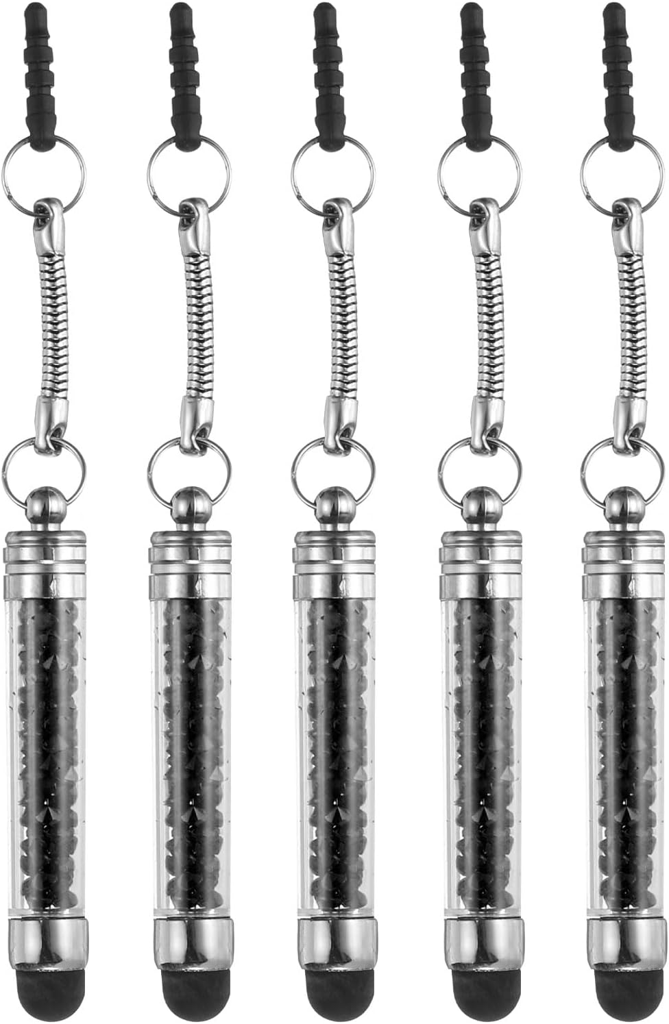 MECCANIXITY 5pcs Mini Crystal Diamond Stylus Pens for Touchscreen Devices, Universal Compatibility (Black)