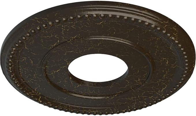 Ekena Millwork CM12BRSHC 12-1/2" x 3-7/8" x 3/4" Bradford Ceiling Medallion, Stone Hearth Crackle