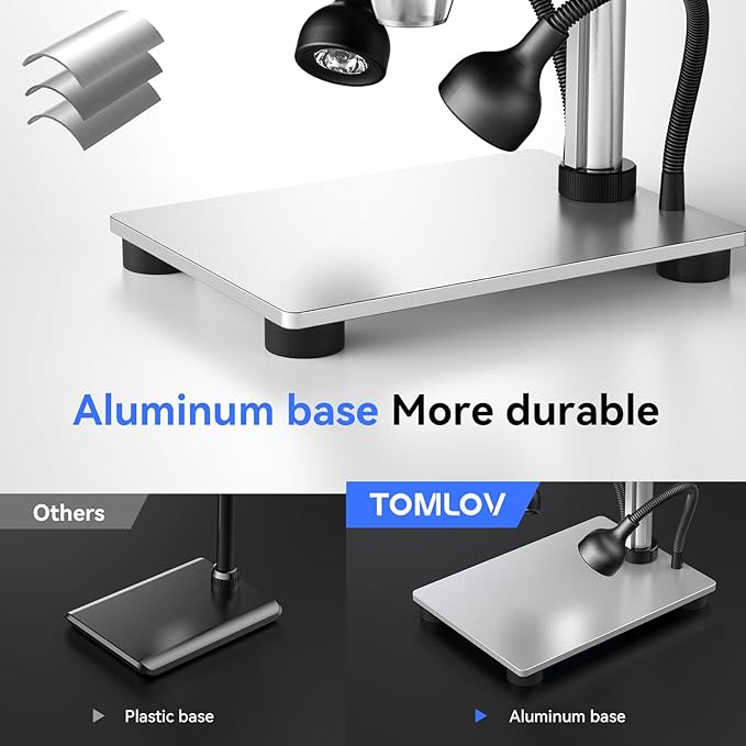 TOMLOV 1000X Coin Microscope with 4.3" Screen, Digital Microscope Magnifier with LED Lights, Metal Stand, PC View, Photo/Video, 32GB SD Card, Windows, macOS Compatible, DM4S