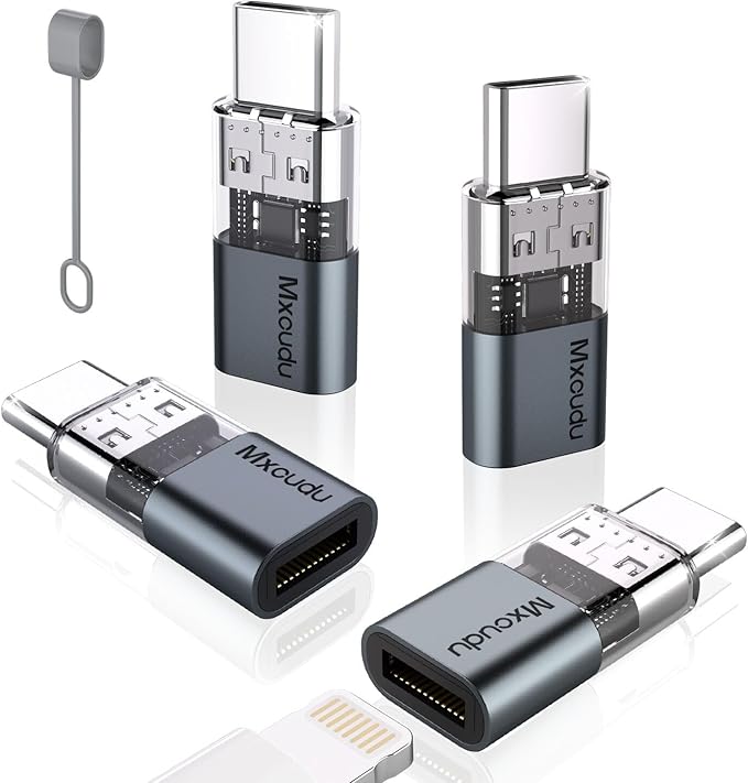 4 Pack Lightning to USB C Charging Adapter for iPhone 16/16Pro/15/15Pro/15Pro Max, iPad Pro/Air 5, Galaxy S24, USB C Male to Lightning Female Fast Charging & Data Transfer Adapter, Not for Audio/OTG