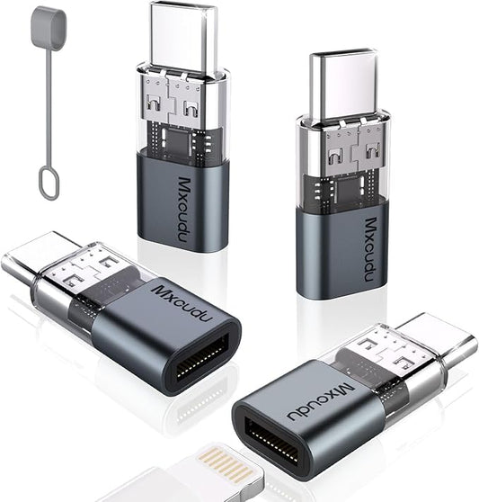 4 Pack Lightning to USB C Charging Adapter for iPhone 16/16Pro/15/15Pro/15Pro Max, iPad Pro/Air 5, Galaxy S24, USB C Male to Lightning Female Fast Charging & Data Transfer Adapter, Not for Audio/OTG