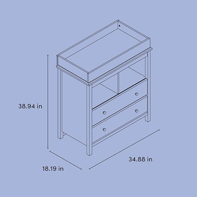 Storkcraft Alpine 2 Drawer Changing Table Chest (White) - Attached Changing Table Topper Fits Any Standard-Size Baby Changing Pad, 2 Drawers, 2 Shelves for Extra Nursery Storage, Easy to Assemble