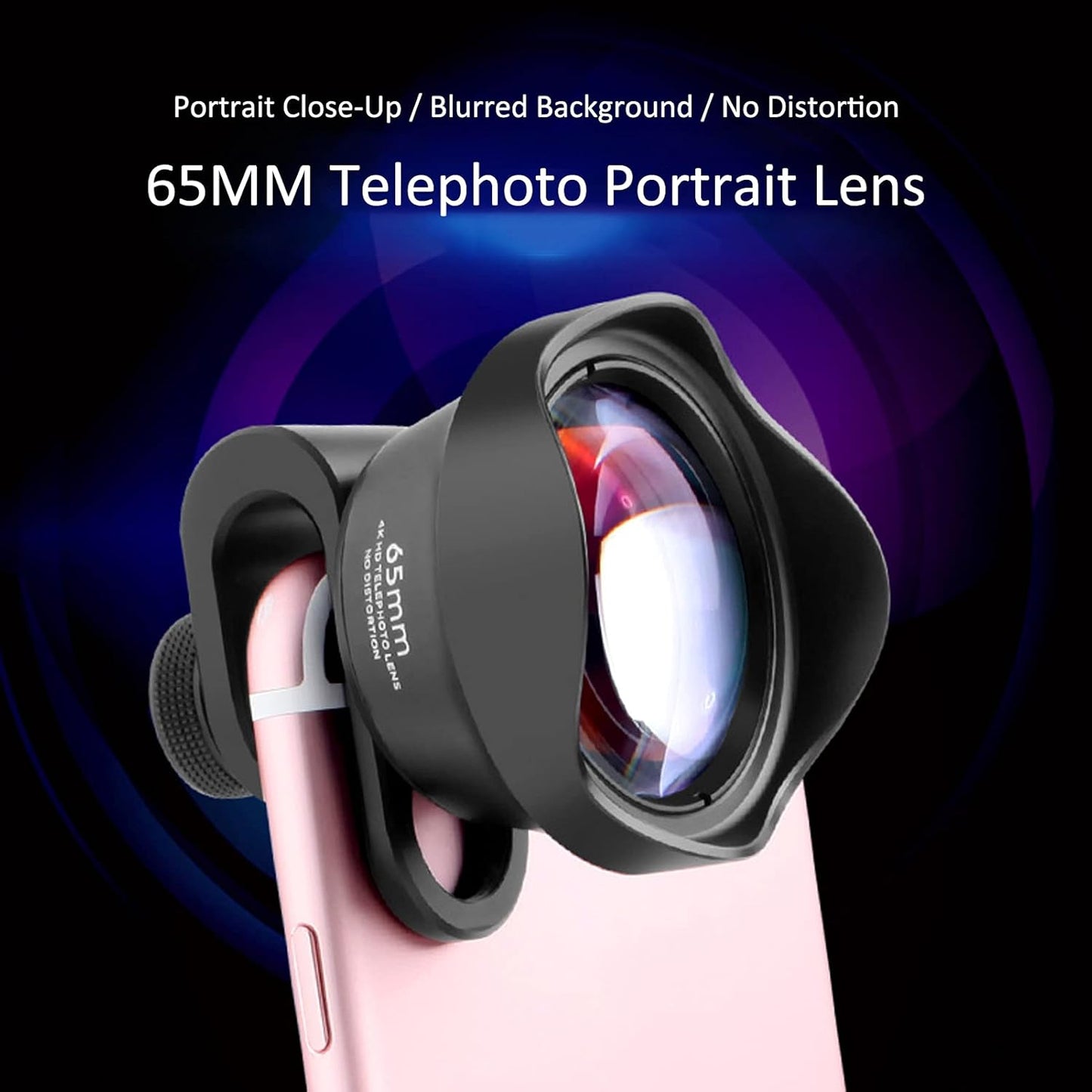 Phone Camera Lens, 65mm Telephoto Portrait Lens Kit for Phones/iOS Pad Smartphones, Professional Attachment