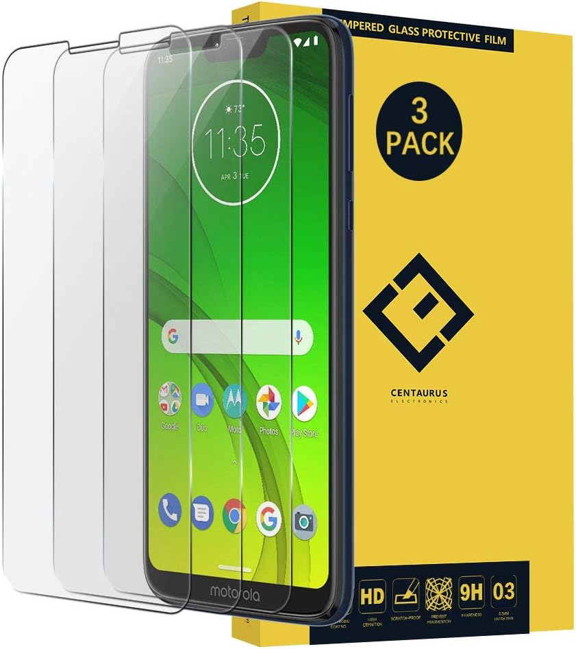 Moto G7 Power Screen Protector (3 Pack) - Clear Tempered Glass, Bubble Free, Case Friendly, Compatible with Moto G7