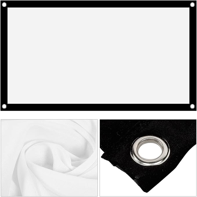 Portable Projector Screen, Foldable Non Crease White Polyester, Front Back Projection, Outdoor Camping Movie (60inch)