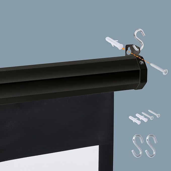 120 Inch Projection Screen Outdoor Indoor 1:1 HD Foldable Manual Pull Down Projector Screen for Movie Home Backyard Theater Cinema Office Video Game, Black