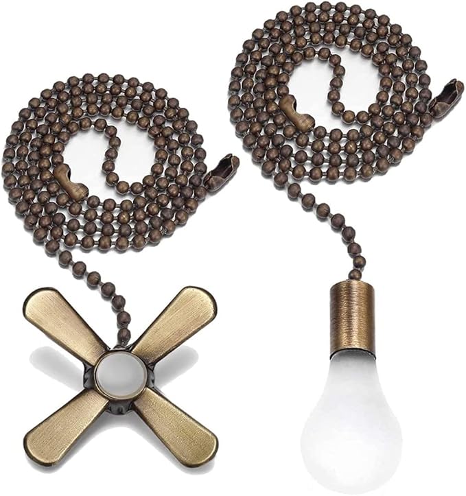 SmoTecQ Ultra Long Ceiling Fan Pull Chain Extender, Embedded with Decorative Frosted Glass Bulb and Fan Cord for 3mm Beaded Ceiling Fans and Light Fixtures (Bronze)