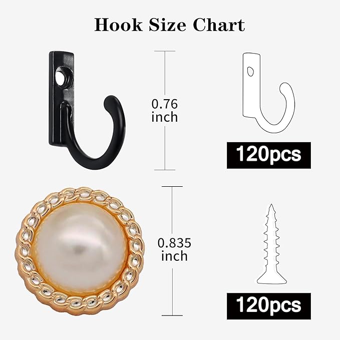 Coat Hooks-120 Pack Farmhouse Hooks with 120Pcs Metal Screws, Black Decorative Rustic Coat Hooks Rack, Wall Mounted Single Prong Robe Hook, Vintage Organizer Hanging Wire Hook Key Hooks