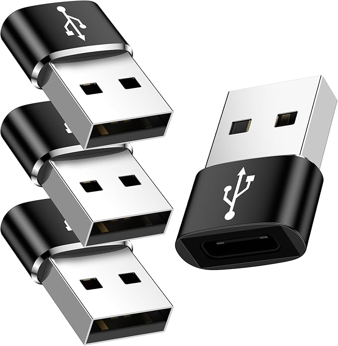 USB to USB C Adapter, 4Pack USB C Female to A Male OTG Adapter,Type C Converter Charger for Samsung Galaxy A17 A16 A15 A14 S26 S25 Ultra S24 S23 S22 S21 S20 iPhone 17 Pro Max 16 15 14 13 12 11,iPad