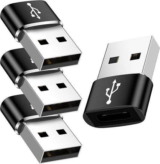 USB to USB C Adapter, 4Pack USB C Female to A Male OTG Adapter,Type C Converter Charger for Samsung Galaxy A17 A16 A15 A14 S26 S25 Ultra S24 S23 S22 S21 S20 iPhone 17 Pro Max 16 15 14 13 12 11,iPad