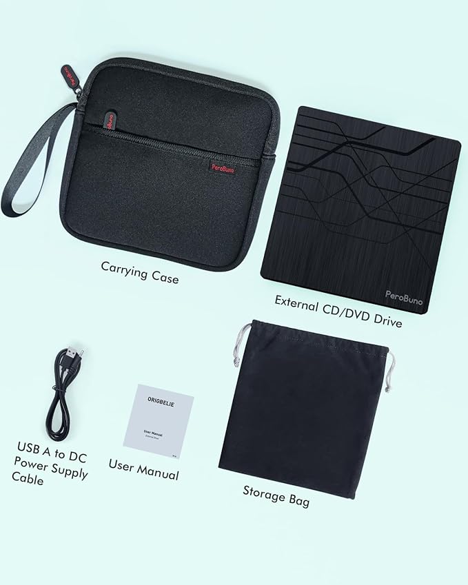 Super External CD DVD Drive, USB 3.0 DVD Burner with Ethernet Adapter, 3 USB and 2 TF/SD Card Ports, CD DVD Player Reader Writer Optical Disk Drive for Laptop PC Mac Windows Linux with Carrying Case