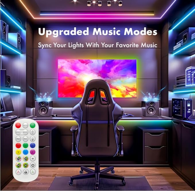 165 ft IC+RGB,Led Lights for Bedroom,Music Sync Color Changing,with Remote App Control Strip Lights for Room Home Kitchen Decor Party