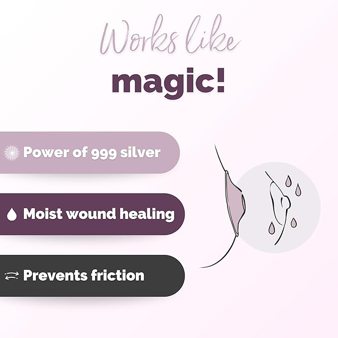 Original Silver Nursing Cups - Made in Germany with 999 Silver - Universal Fit - Protect and Soothe Sore Nipples - Silver Nipple Shields for Breastfeeding - FDA-Registered