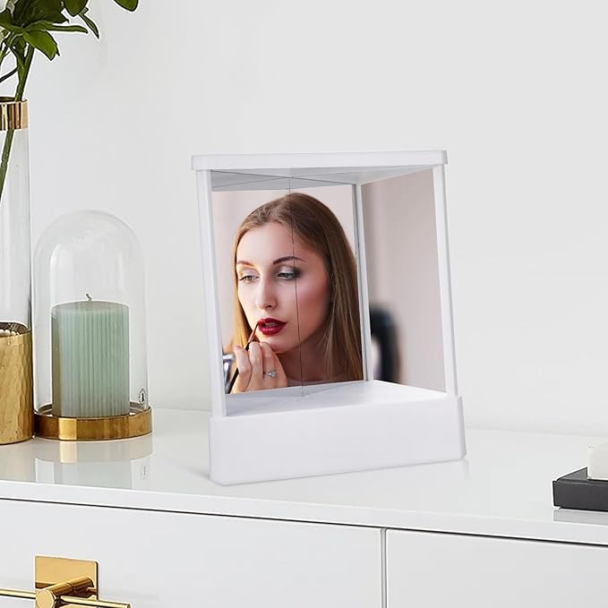 FRCOLOR Non Reversing Mirror Fine Cosmetic Makeup Standing Vanity Mirror Small Travel Home Desktop Tabletop Mirror