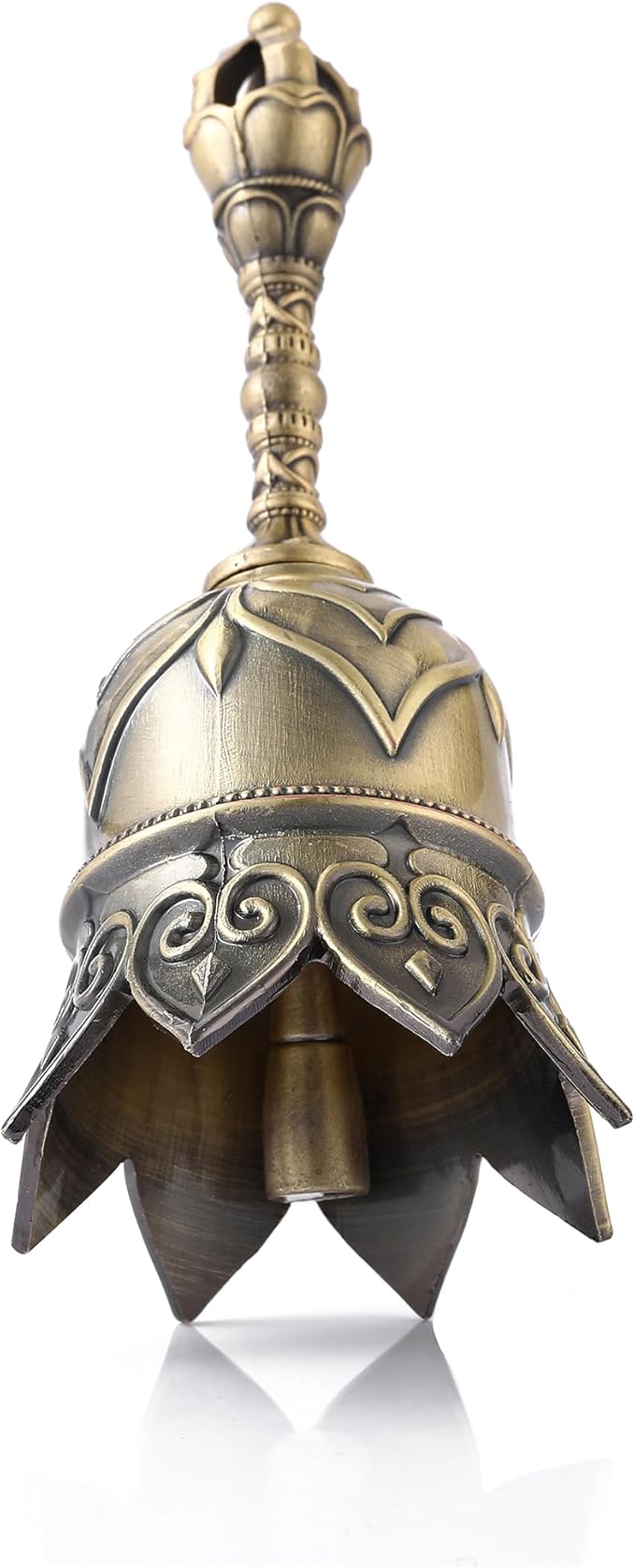 Super Loud Brass Hand Call Bell for Ringing at Wedding, Lotus Hand Bells for Seniors Bedside, Teacher Classroom Bell Dinner Bell Tibetan Bells Meditation Bell, Gift for Bedridden Mom(Bronze)