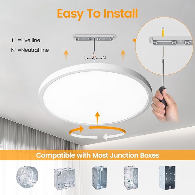 TALOYA Flush Mount Ceiling Light,10 Inch,18W,5000K Daylight Super Slim LED Ceiling Light for Bedroom, Living Room, Kitchen, Laundry and Hallway