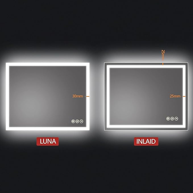 Lighted Bathroom Makeup Mirror,20x28 Inch LED Wall Mount Frameless Rectangle Smart Bathroom Mirror with Touch Button Horizontal/Vertical,Anti-Fog