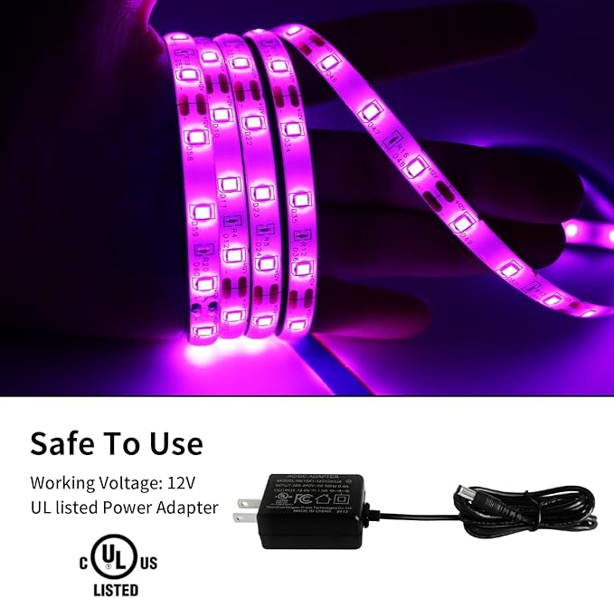 iNextStation Pink LED Strip Light, 16.4ft 5M 2835 SMD 300 LEDs 12V Flexible Cuttable LED Tape Light for Bedroom Kitchen Cabinet Wardrobe TV (Power Adapter Included)