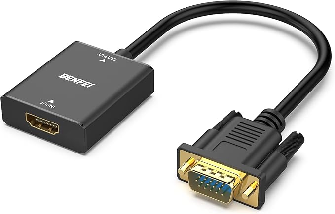 BENFEI HDMI to VGA, Uni-Directional HDMI Computer to VGA Monitor Adapter (Female to Male) with 3.5mm Audio Jack Compatible with TV Stick, Computer, Desktop, Laptop, PC, Monitor, Projector, Roku, Xbox