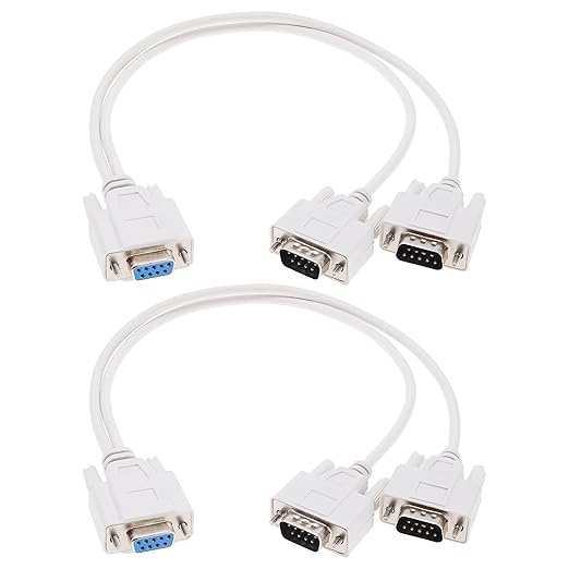 ECSiNG 2Pcs DB9 Serial Splitter Cable Replacement DB9 9 Pin 1 Female Ale to 2 Male Rs232 Serial Splitter Adapter Accessories for Connecting Computers Digital Machine Tools