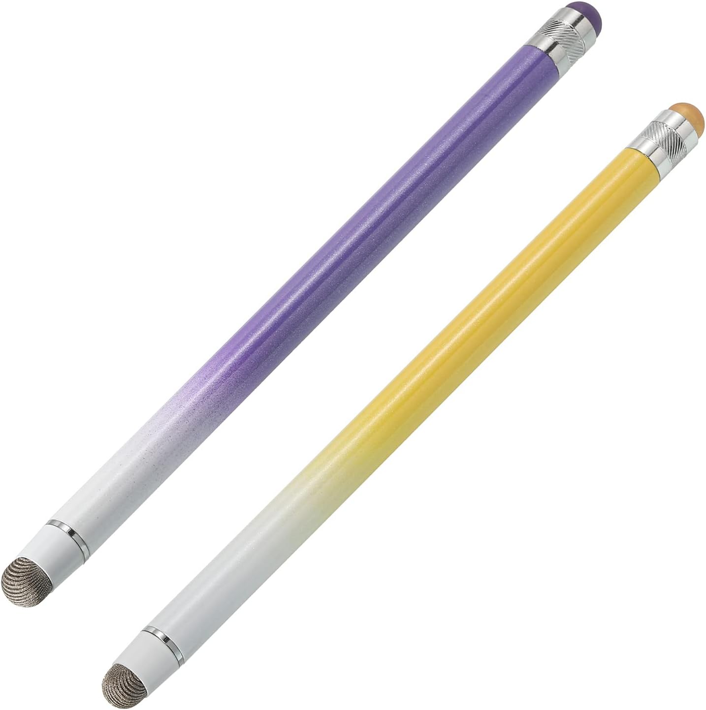 MECCANIXITY 2pcs Rubber & Fiber Dual Tips Stylus Pens for Touch Screens Universal Tablet Pen Sensitivity Precision,