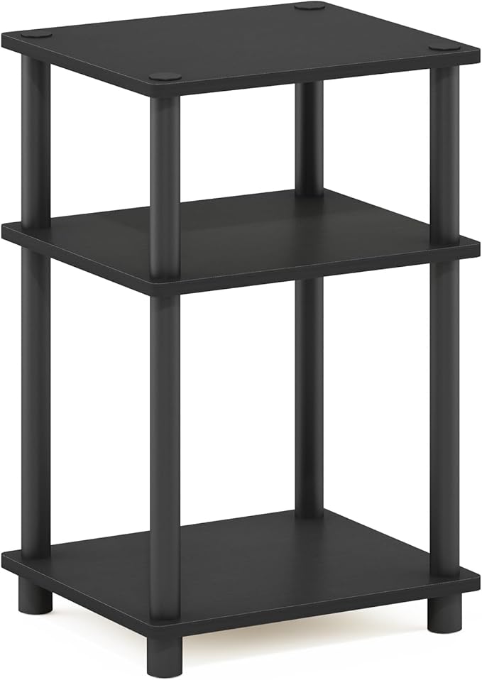 Furinno JUST Side Table, 3-Tier End Table, Open Shelves Night Stand, Bedside Table, Toolless Assembly, for Living Room, Bedroom, Bathroom, Americano