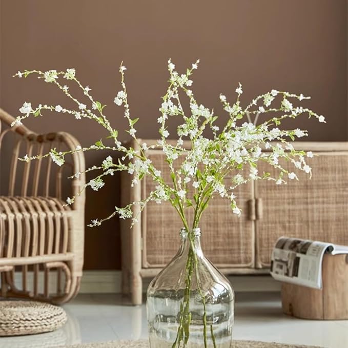 Melorca&Guilla Artificial Plants,4PCS 43.3" Green Snow Wilow Faux Branches for Vase Faux Greenery Stems,Artificial Branches Fake Plants for Shop Garden Office Home Décor