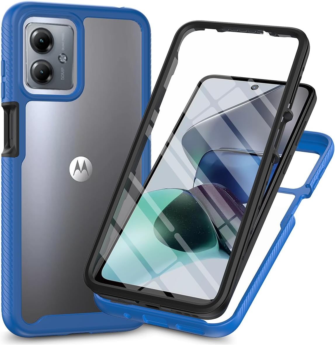 Motorola Moto G14 Case Cover with Screen Protector - Compatible with XT2341-2, XT2341-3, XT2341-4 - Blue