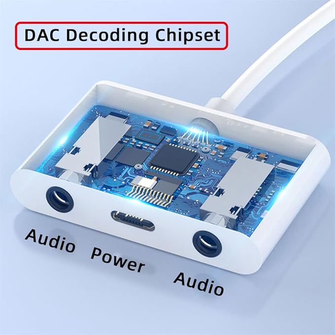 NFHK Type C USB-C to Dual 3.5mm Audio AUX & MIC Sound Card with PD Power Charge Adapter Compatible with Laptop Tablet Phone