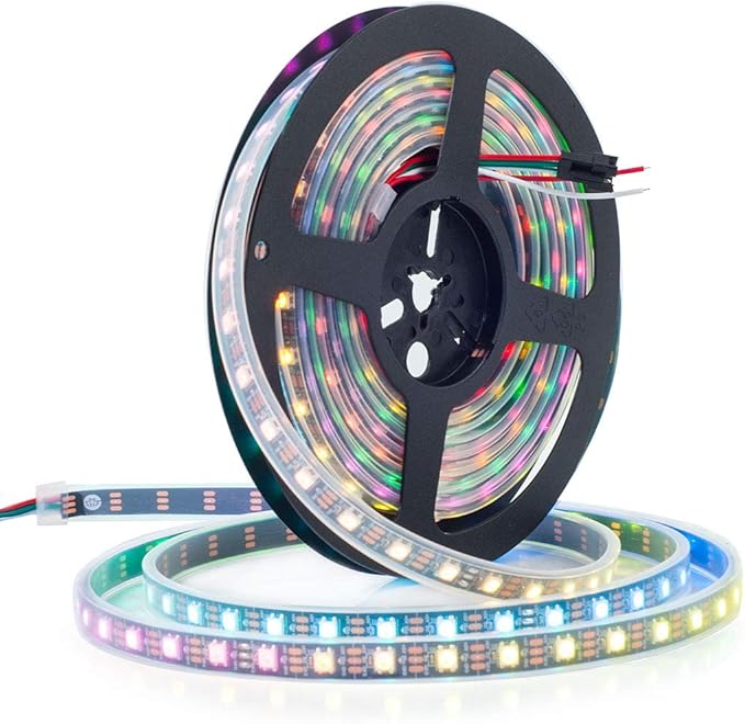 BTF-LIGHTING WS2812B RGB ECO LED Strip, Chasing Effects 5050SMD Individually Addressable 16.4FT 60Pixels/m 300Pixels Flexible Dream Color IP67 for Bedroom DIY Projects DC5V(No Adapter or Controller)